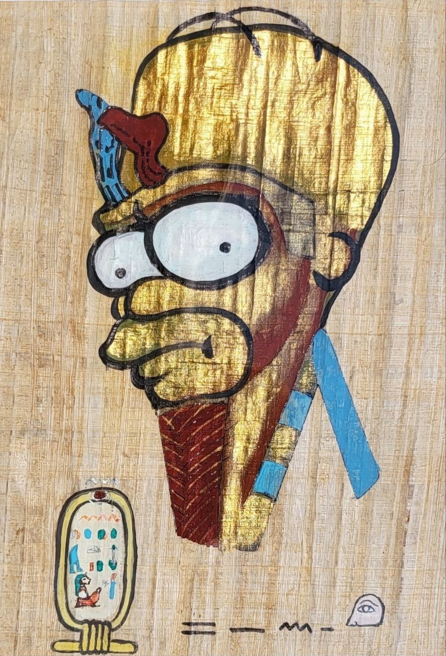Great Homer Simpson - modern art on papyrus