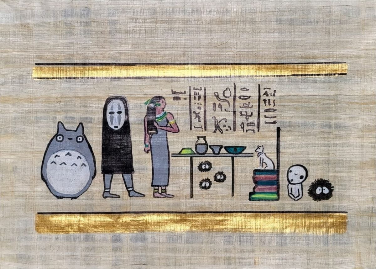 Cartoon Old Gods - Irina Sigitova + Hauteart modern art on papyrus
