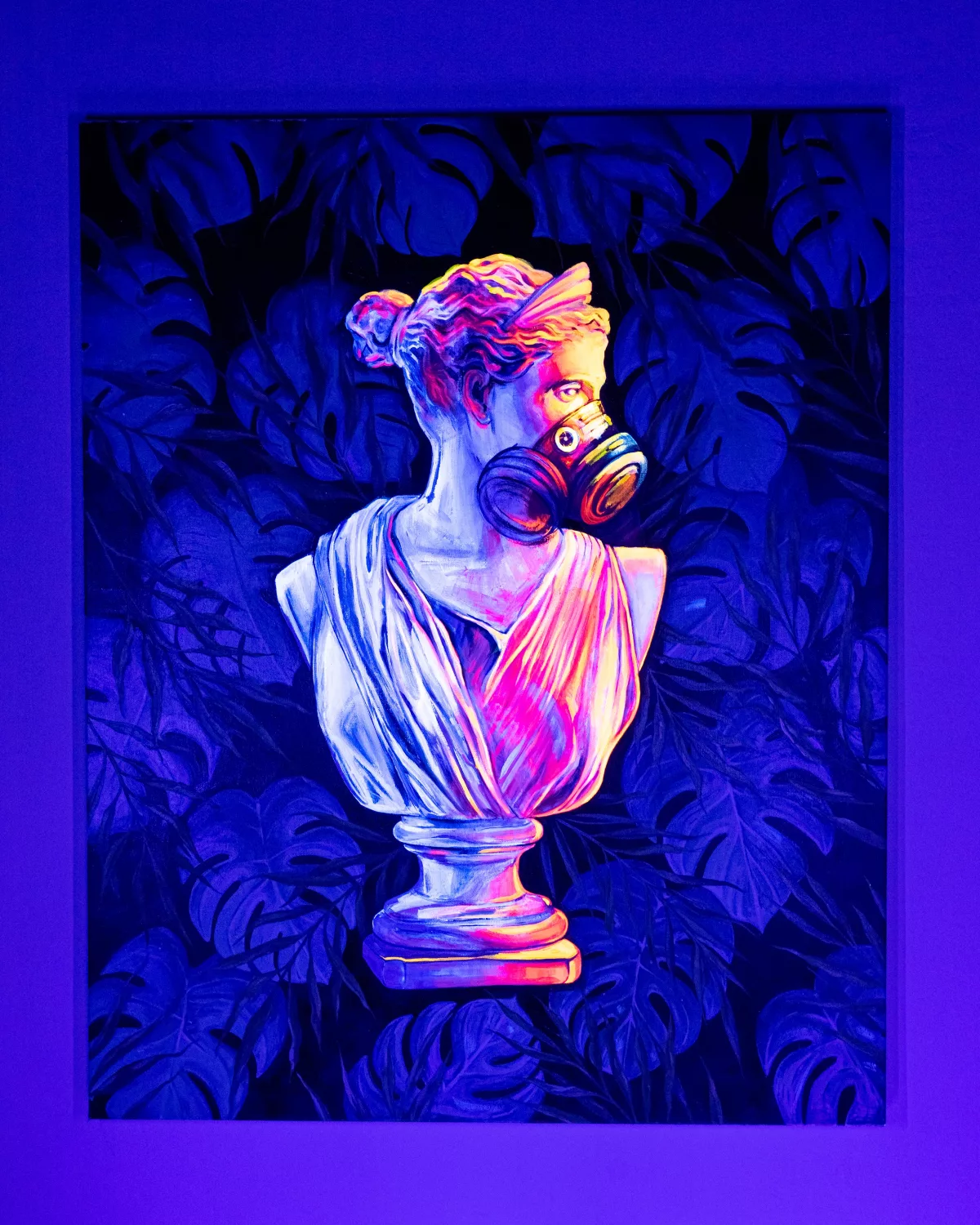 Look in ultraviolet rays on original painting for sell from contemporary artist PopqueeN - Acid Aphrodite #4.
