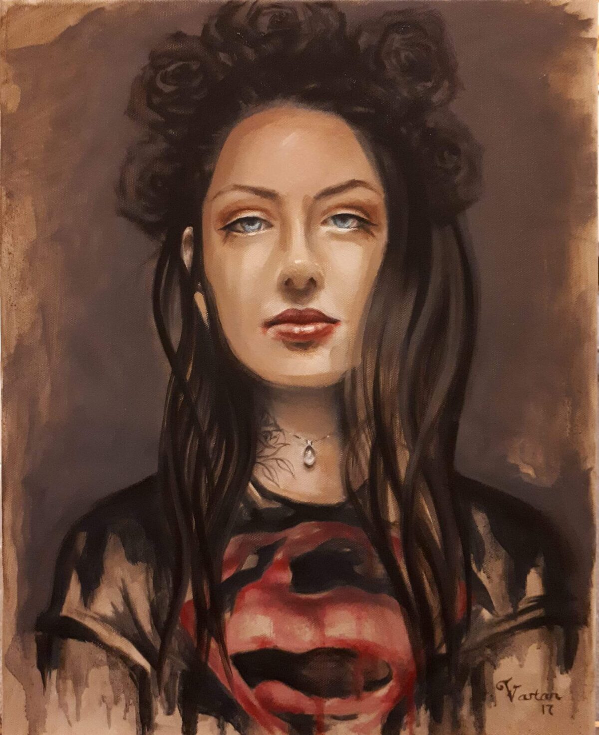 Painting of contemporary artist Vartan Ghazarian - Supergirl
