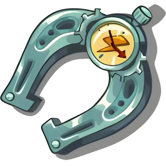 platinum horseshoe icon with clocks and lightning on dial