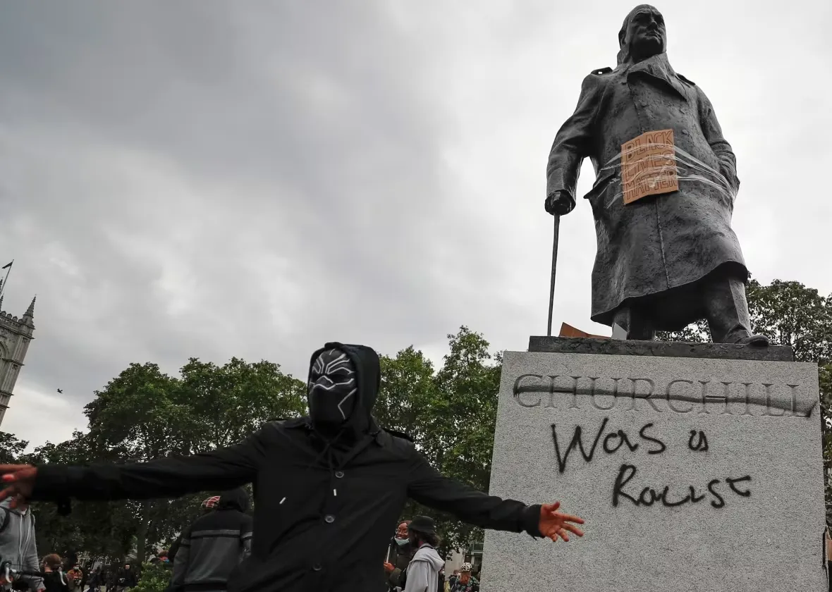 The statue of merchant slave owner Robert Milligan was covered by Black Lives Matter activists in London